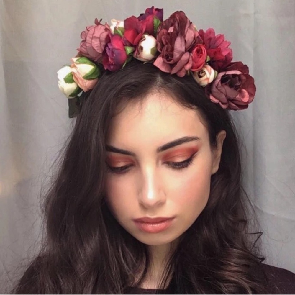 Red & Pink Flower Floral Headband Hair Accessory For Girls.